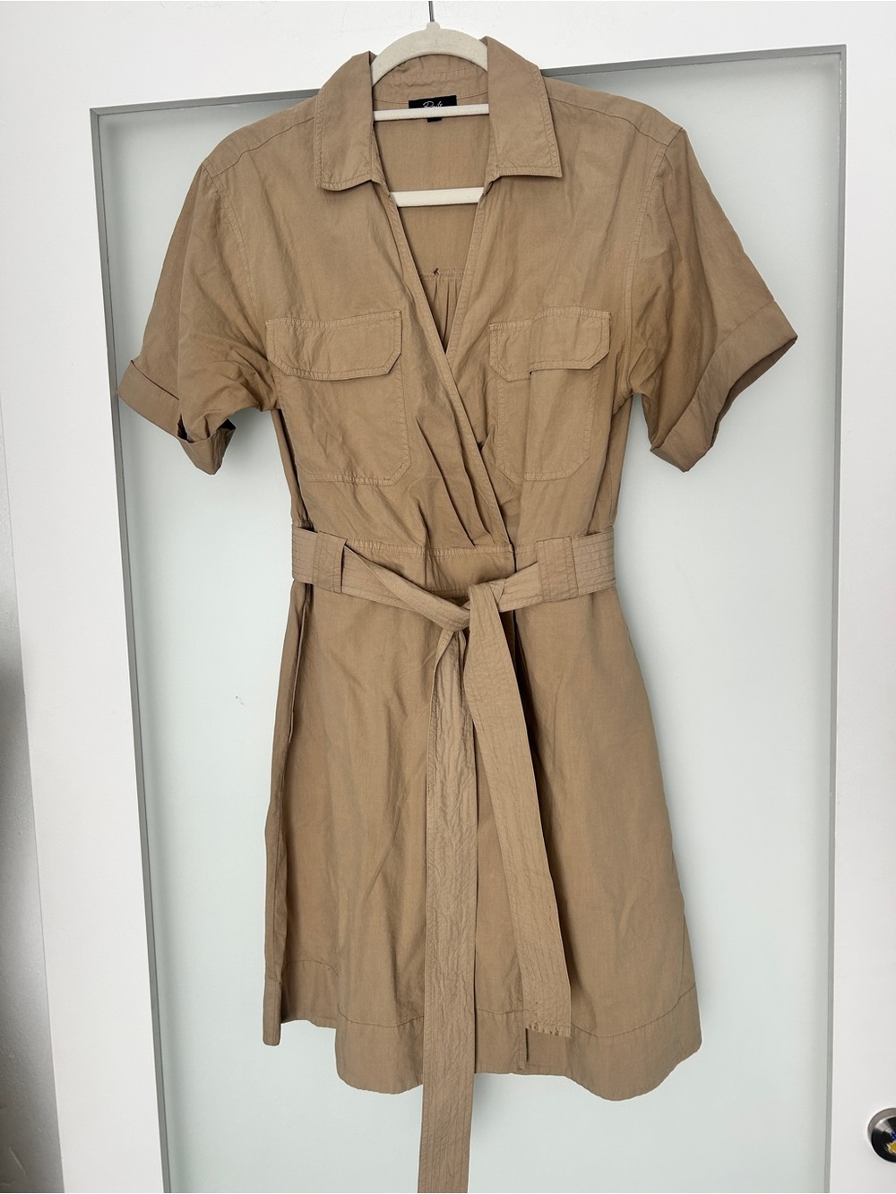 RAILS Natalie tan dress with waist tie in the color Olive M